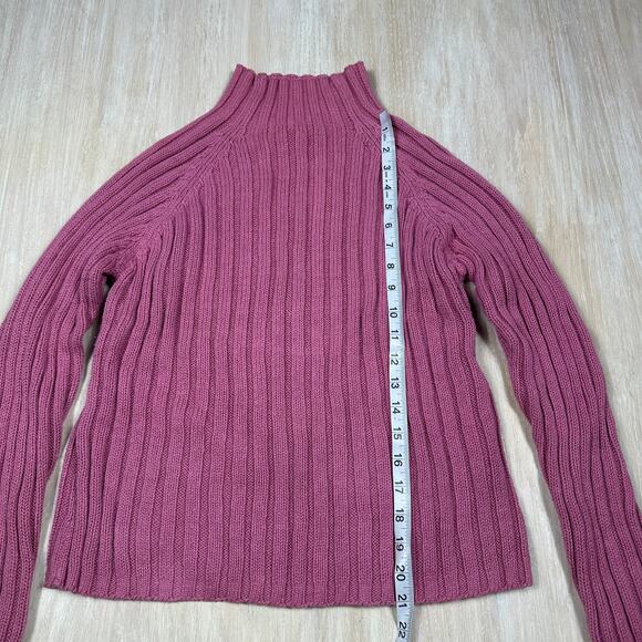 VTG Herman Geist Pink Mock Neck Ribbed Knit Slim Fit Casual Pullover Sweater LG - Picture 8 of 14